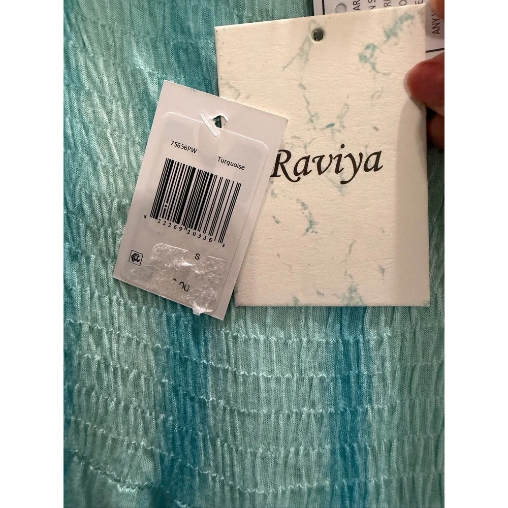 NWT Raviya Cover Up Skirt Womens Turquoise Tie Dye Smocked High Low Small $48